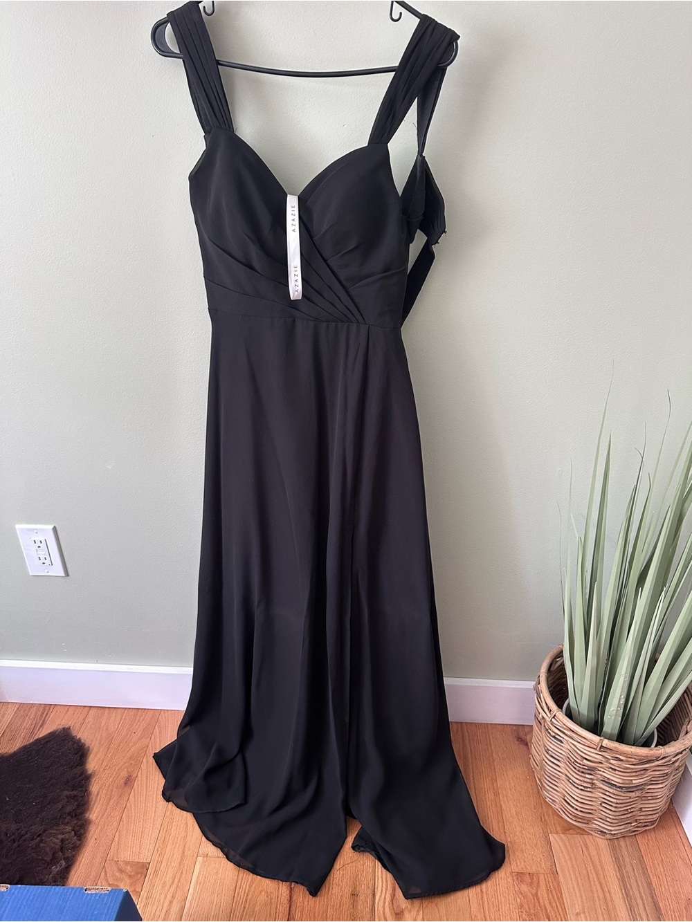 Azazie Black Sleeveless V-Neck Maxi Gown